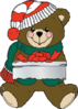 Christmas Teddy Bear With Present Clip Art